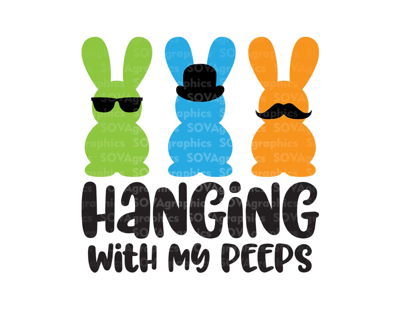Hanging With My Peeps Svg Easter Svg Funny Bunny Svg Bunny Etsy