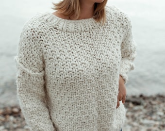 Basic Sweater Knitting Pattern, Basic Knit Sweater Pattern, Simple Pullover Knitting Pattern, Super Bulky Knit Sweater, Fast to Knit Pattern