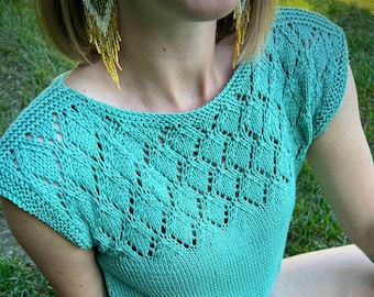Crop Top KNITTING PATTERN, Sweater Shirt Knitting Pattern, Lace Top Knitting Pattern, Tee Shirt Knitting Pattern, Advanced Knit Pattern, diy
