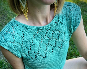 PATRÓN DE TEJIDO Crop Top, Patrón de tejer camisa suéter, Patrón de tejer top de encaje, Patrón de tejer camiseta, Patrón de punto avanzado, diy