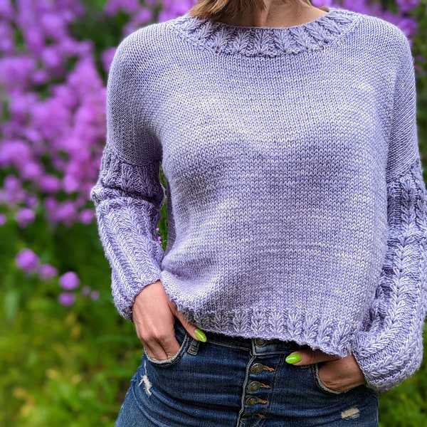 Classic Sweater Knitting Pattern -"Timeless Saturdays" Pullover, Easy Crew Neck Sweater, Valentines Sweater, Cropped Sweater Pattern