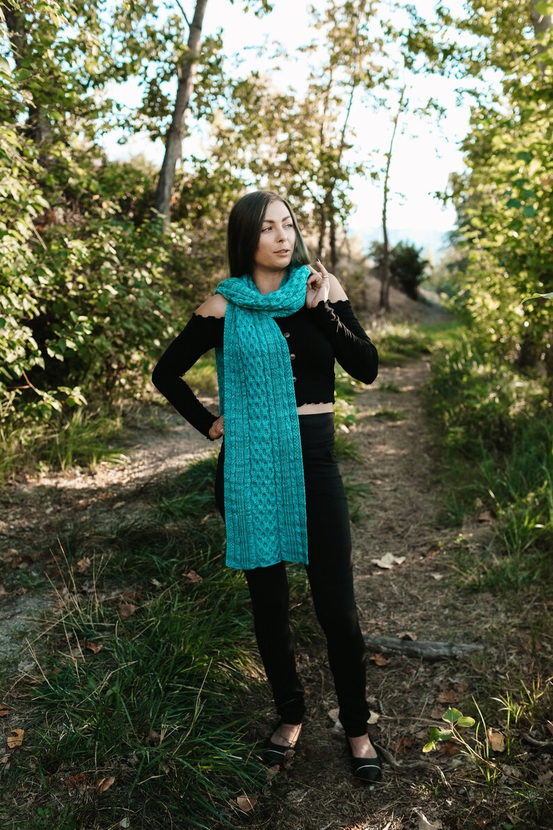 DK Scarf Knitting Pattern Easy Cable Knit Scarf Ladies Shawl Etsy