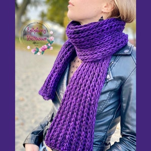 Chunky Knit Scarf KNITTING PATTERN, Easy Knit Scarf Pattern, Fishermans Rib Knitting Pattern, Super Chunky Scarf Pattern, Brioche Knit Scarf