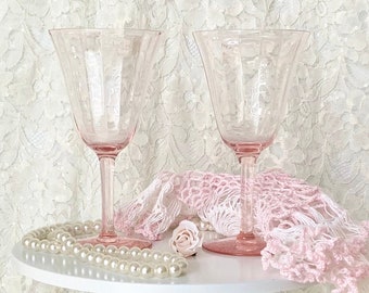 Pink Vintage Depression Glasses, Depression Glasses, Vintage Pink Glasses, Pink Stemware, Vintage Tableware, Home Decor Vintage Glasses