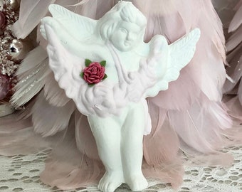 Vintage Cherub Ornament, Cherubs, Cherub Ornaments, Pink and White Cherub, Cherub Christmas Tree Ornament, Valentine Day Cherubs