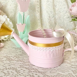 Watering Can, Mothers Day Gifts, Shabby Chic Watering Can, Shabby Cottage Decor, Spring Decor, Pink Watering Can, Shabby Chic Decor, Spring