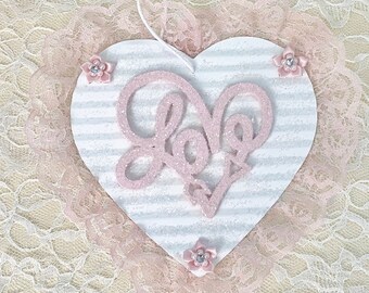 Shabby Chic Pink Heart Wall Decor,Valentine's Day Wall Decor,Pink Heart Wall Decor,Valentine Hearts,Love Wall Decor,Metal Hearts,Valentines