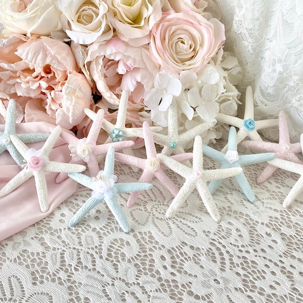 Pastel Decorated Starfish, Starfish, Shabby Chic Starfish, Nautical Decor, Ocean Decor, Pink Decor, Blue Nautical Decor, Shabby Chic Pink,