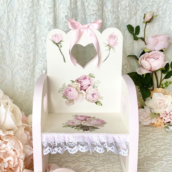 Shabby Chic Vintage Doll Rocking Chair, Doll Chairs, Doll Rocking Chairs,Shabby Chic Vintage Pink Decor,Decoupage Roses Chairs,Vintage Roses