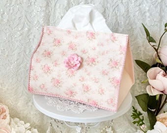 Tissue Box Holder,Pink Tissue Box Holder,Kleenex Box,Shabby Chic Tissue Box,Shabby Chic Decor,Cloth Tissue Box,Shabby Chic Pink Kleenex Box