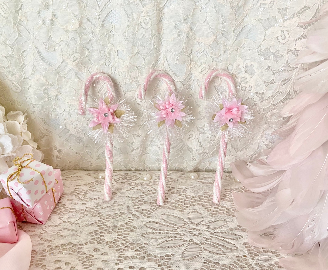 Pink and White Candy Canes Pink Candy Canes Christmas Candy Etsy