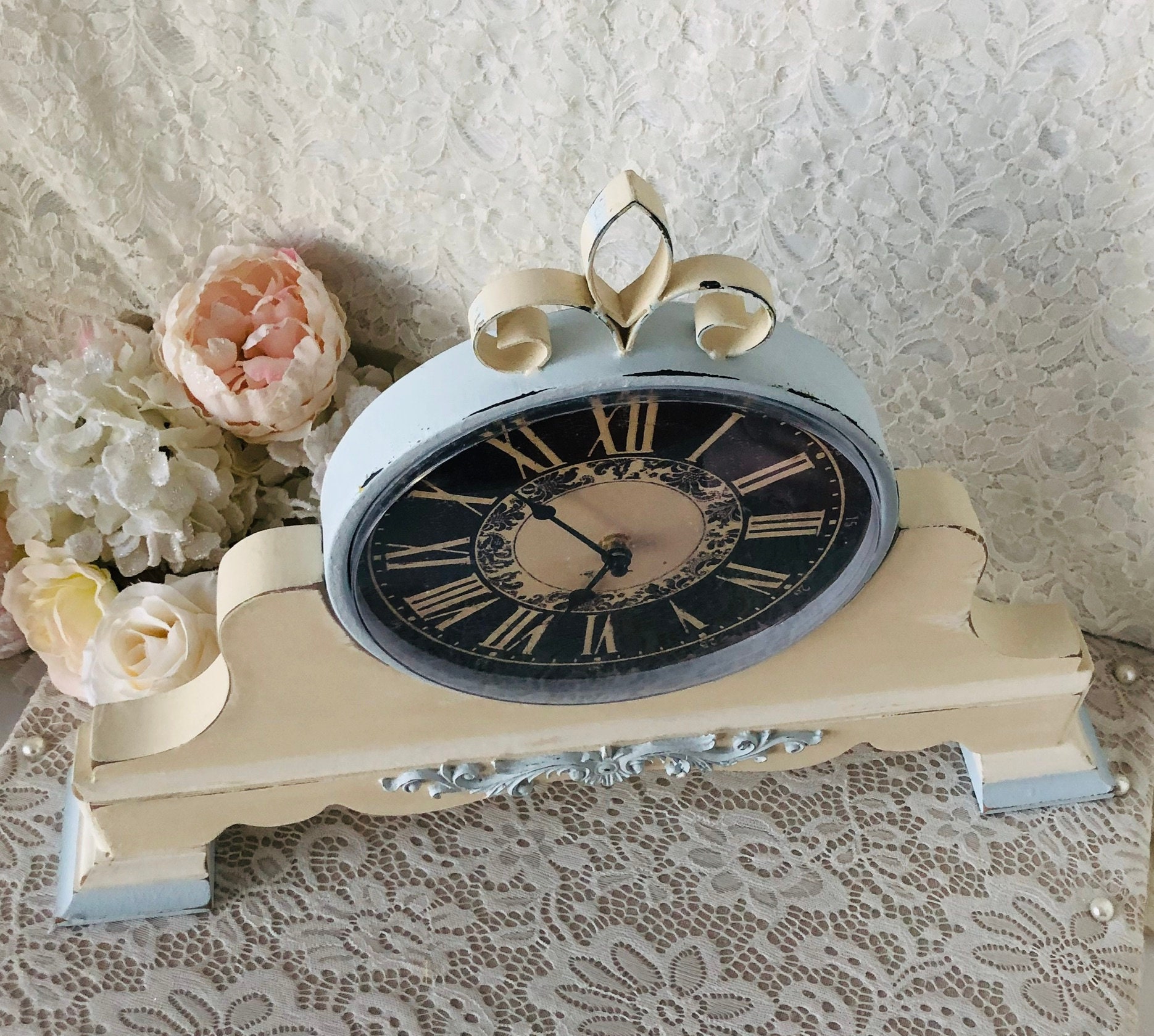 Shabby Chic Clocks Shabby Chic Mantel Clocks Vintage Mantel | Etsy