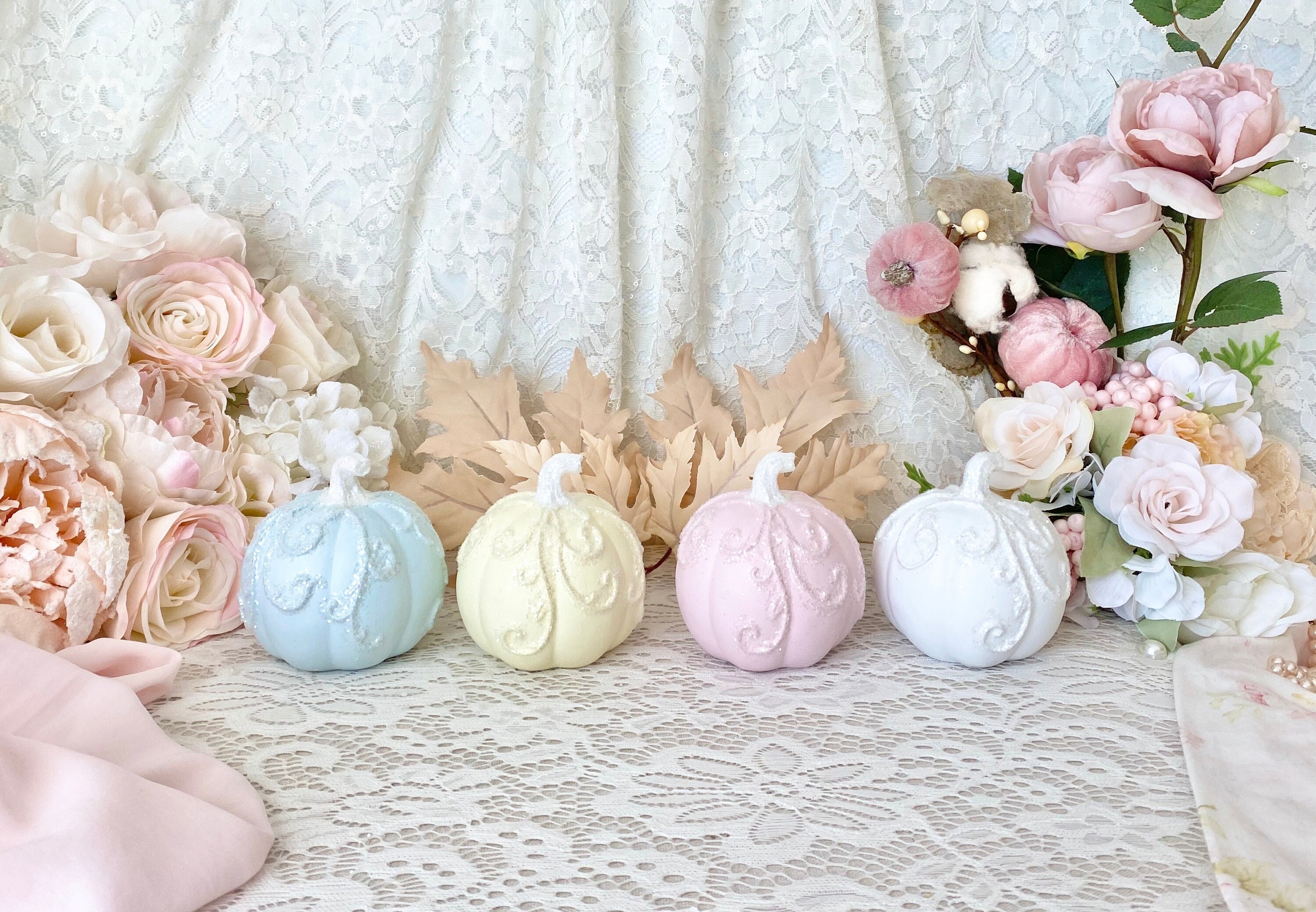 Pastel Glitter Resin Pumpkins: Shabby Chic Fall Decor