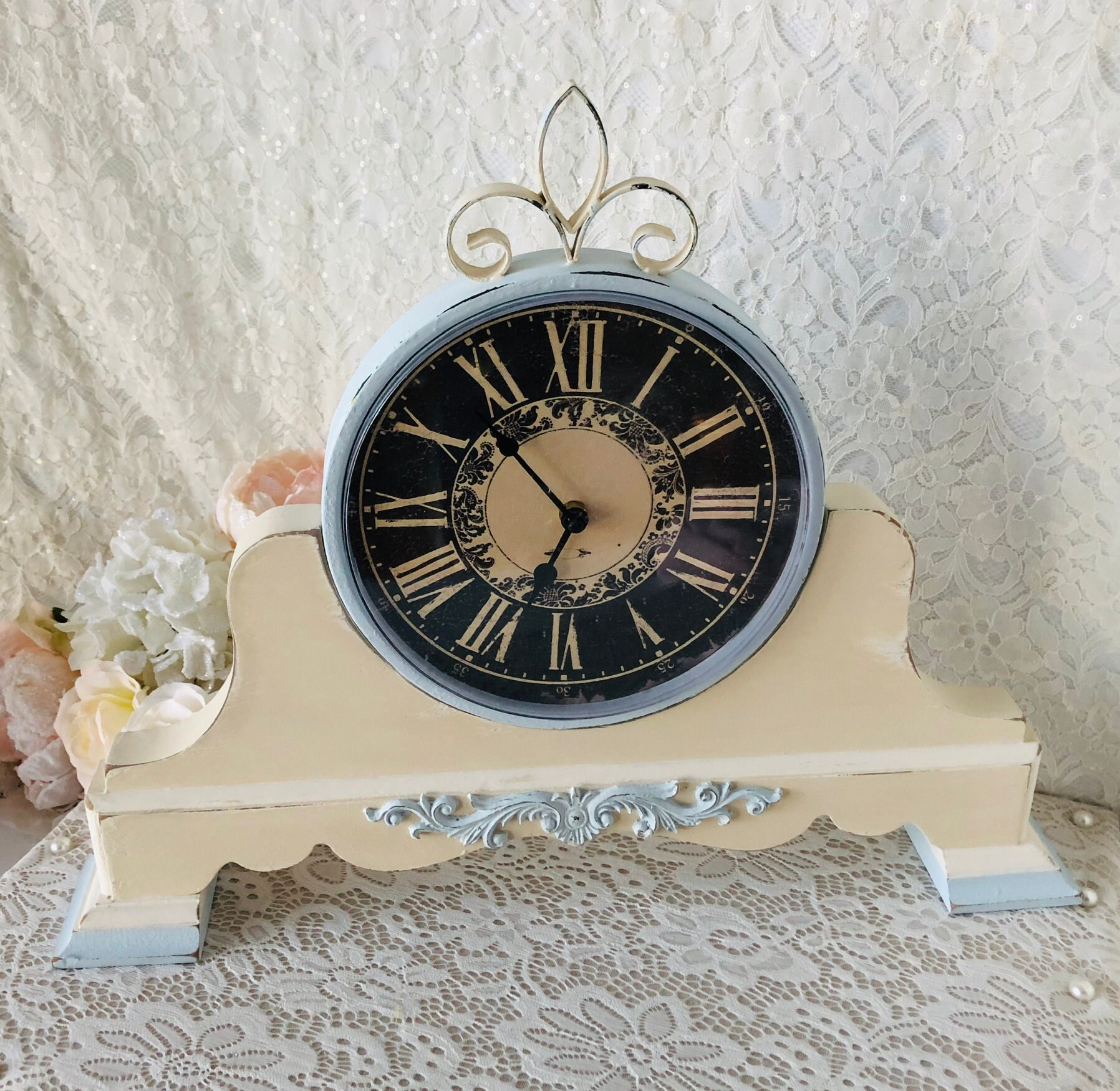 Shabby Chic Clocks Shabby Chic Mantel Clocks Vintage Mantel Etsy UK