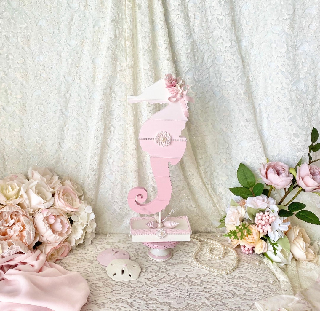 Decorated Pink Wood Seahorse, Seahorse, Pink Seahorses, Shabby Chic Sea ...