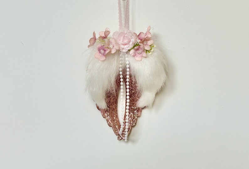 Pink Glitter Angel Wings Ornament: Shabby Chic Christmas Decor - Etsy