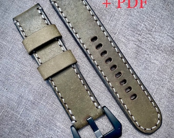 SVG + PDF Laser Ready 22mm Watch Band Round Holes Fold-Over DIY Pattern Apple watch