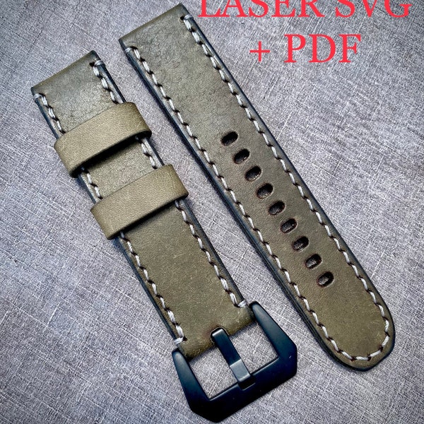 SVG + PDF Laser Ready 22mm Watch Band Round Holes Fold-Over DIY Pattern Apple watch