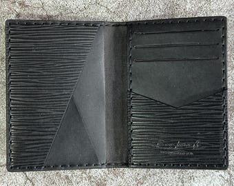 Ready to Ship Handmade Pocket Organizer 9 pockets Card Cash Wallet In Italian Leather | Black Epi | RFID Protected