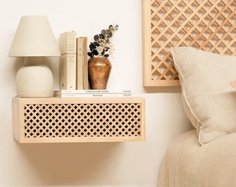 Mesita de noche flotante de madera maciza con cajón - Ifach