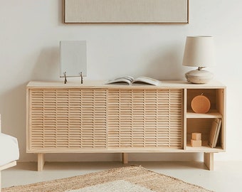 Sideboard Mahón, handgemachter Massivholz-Schrank