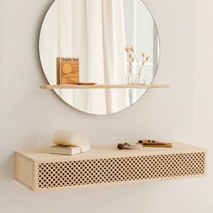 Solid natural pine wood wall-mounted hallway furniture - Ibiza
