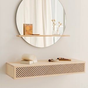 Solid natural pine wood wall-mounted hallway furniture - Ibiza