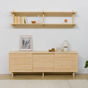 Solid wood wall shelf, double floating shelf - Soller