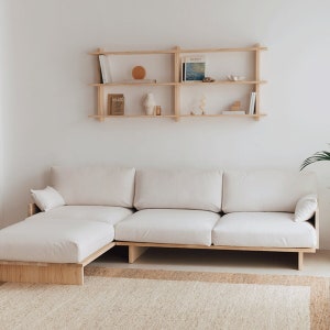 Sofa chaise longue Tramontana made of solid natural wood