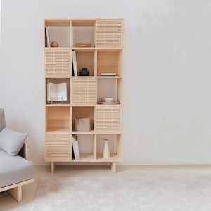 Bibliothèque en bois massif, fabriquée à la main - Estreta