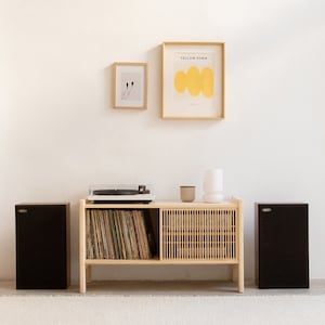 Plattenspielerständer, Aufbewahrung für Vinyl-Schallplatten aus Massivholz, 102,2 cm - Mendia Small