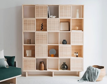 Solid Wood Bookcase, Handmade Storage Unit - Xelida - Xelida