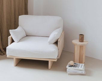 Fauteuil de salon en bois de pin massif - Bora