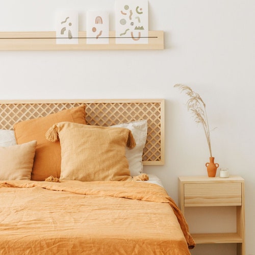 Reclaimed Redwood Hanging Headboard Panel All Bed Sizes Etsy