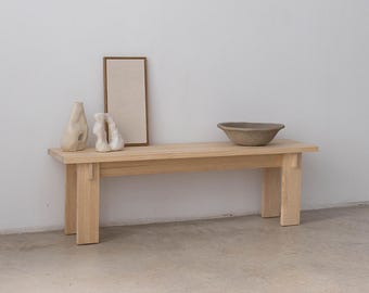 Solid wood entrance bench, 150 cm - Begur large