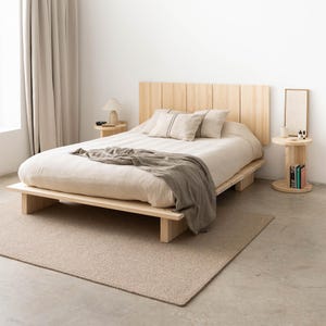 Lit en bois massif, Meubles artisanaux, Lit au sol, Lit de chambre - Serena