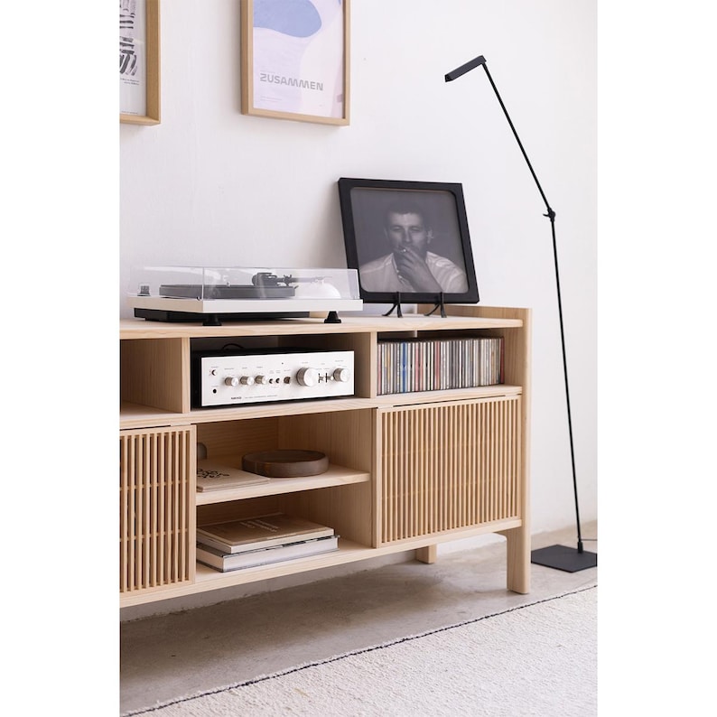 Turntable Stand, Solid Wood Vinyl Record Storage - Bassa image 3