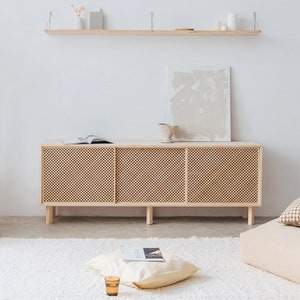 Natural pine solid wood sideboard, storage furniture - Altea