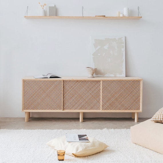 Natural Pine Solid Wood Sideboard Altea Etsy