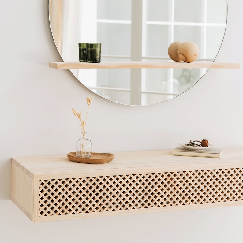 Solid natural pine wood wall-mounted hallway furniture Ibiza image 6