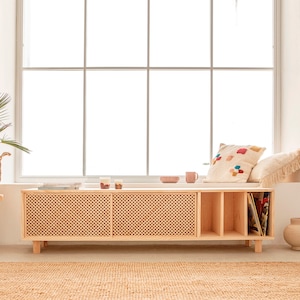 TV stand in natural solid wood - Saura