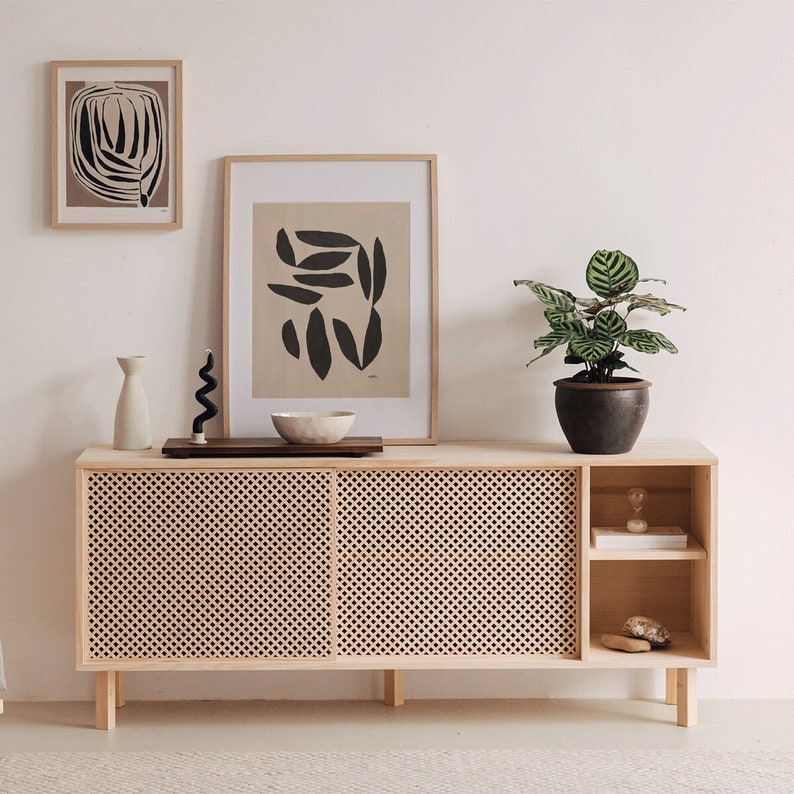 Sideboard in natural solid wood Moraig 画像 1