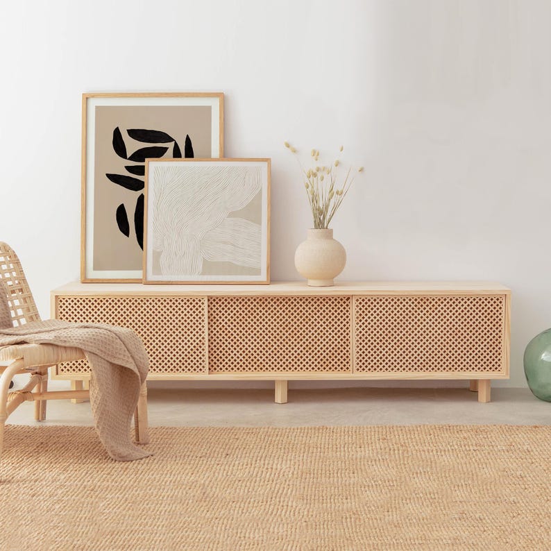 Solid pine wood TV stand - Menorca image 1