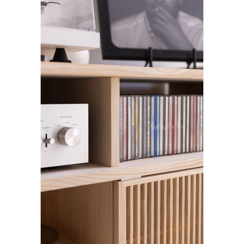 Turntable Stand, Solid Wood Vinyl Record Storage - Bassa image 4