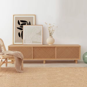 Solid pine wood TV stand - Menorca Oak color varnished