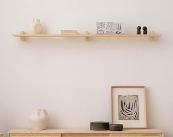 Solid wood wall shelf, Handmade floating shelf - Deyá