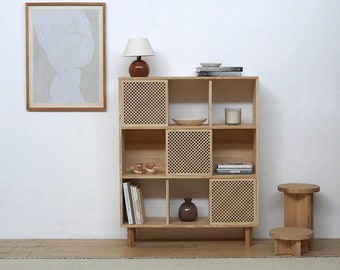 Etagère en bois massif naturel, meuble de salon - Mica