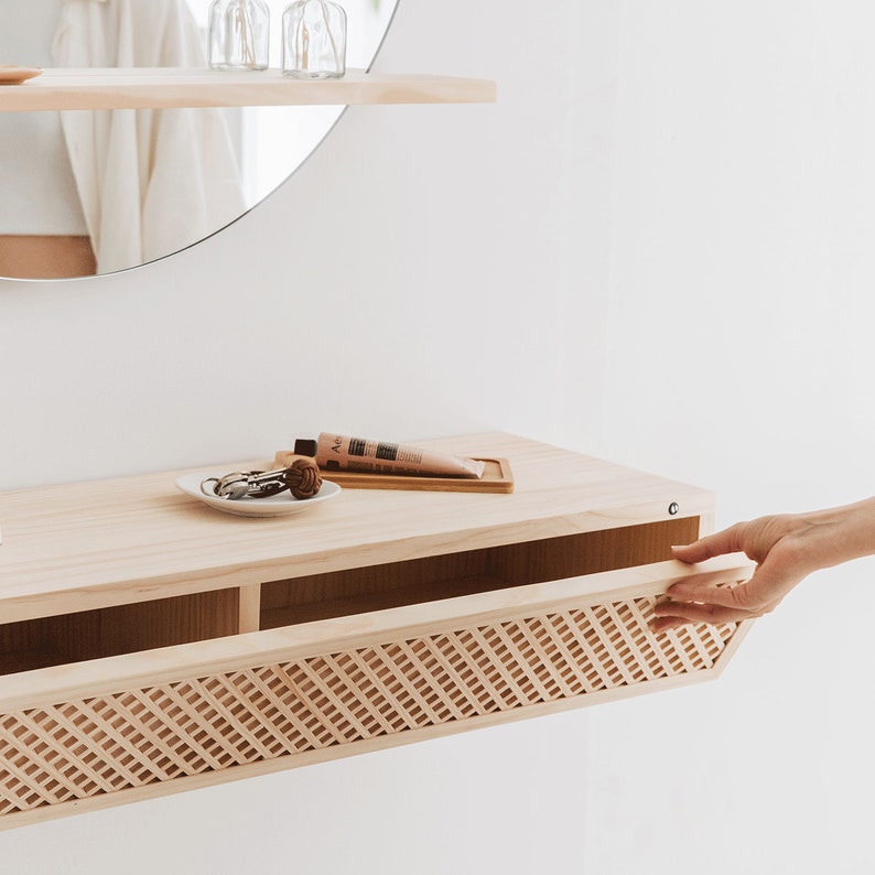 Solid natural pine wood wall-mounted hallway furniture Ibiza image 5