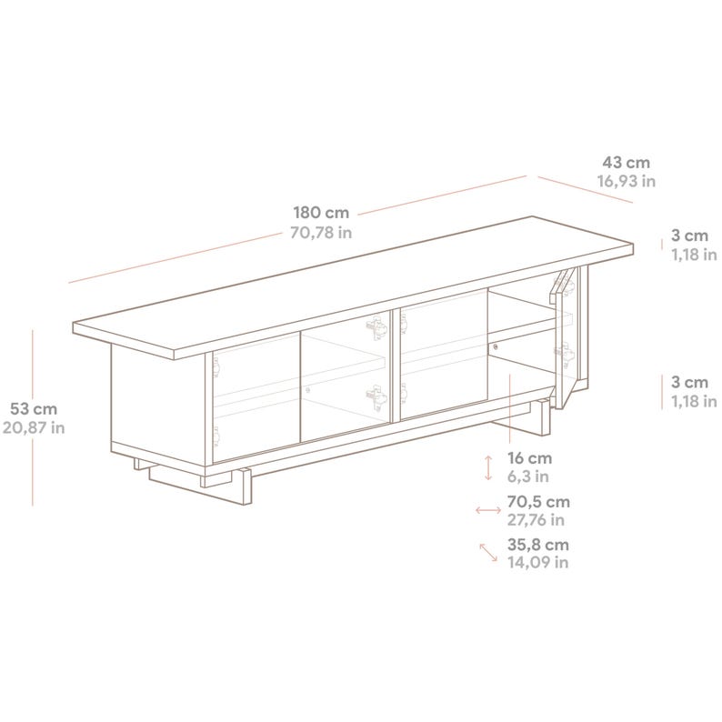 Solid wood media center, wooden TV stand - Pada image 10