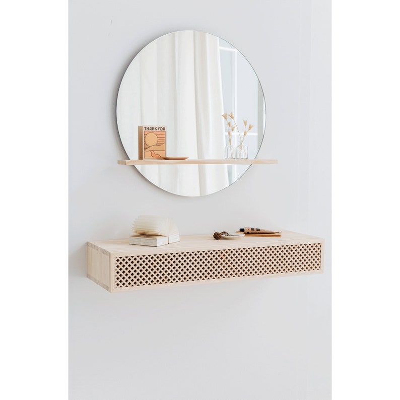 Solid natural pine wood wall-mounted hallway furniture Ibiza image 3